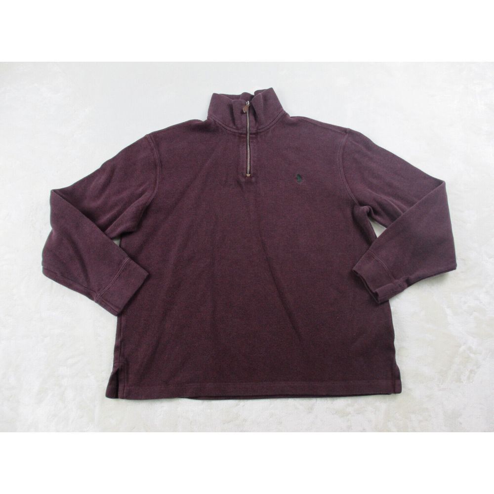 Ralph Lauren Sweater Mens Large Red Knit Pullover Cotton 1/4 Zip Pony Casual*‎